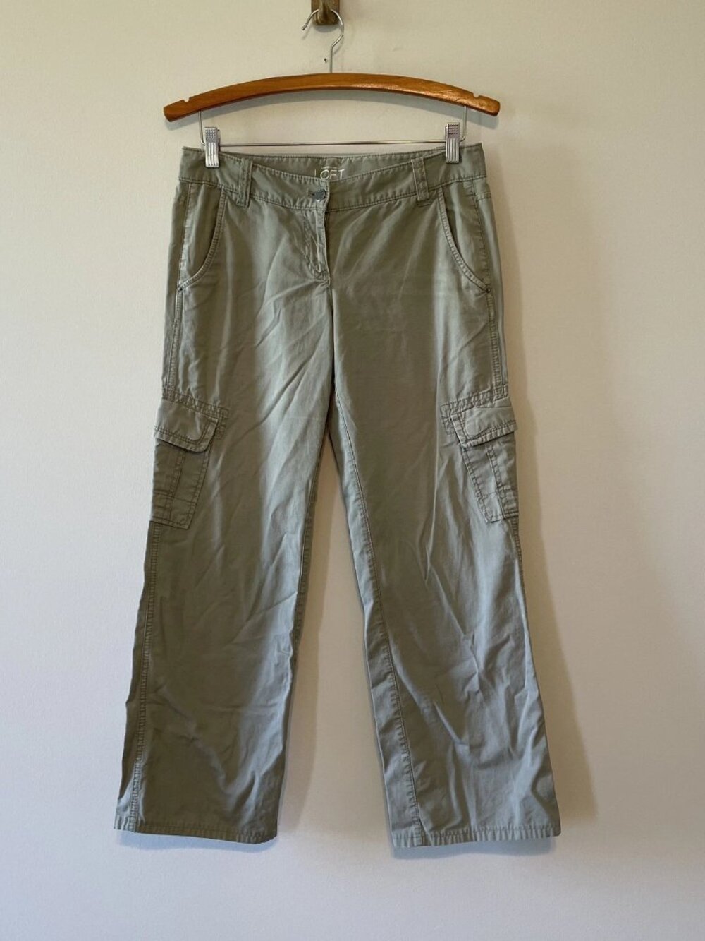 Vintage Cargo Pants Size 0 Green Y2K Straight Leg Military Style Baggy